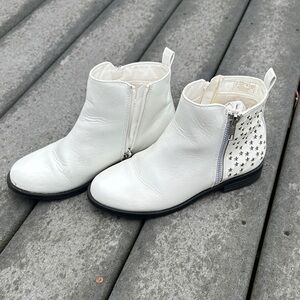 White Ankle Boots with Star Cutouts